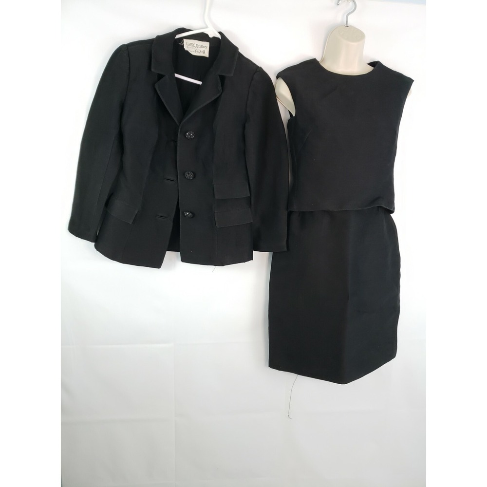 Vtg Woolf Brothers Designed By Boykoff Black Jacket Top Skirt Suit Small‎ V94
